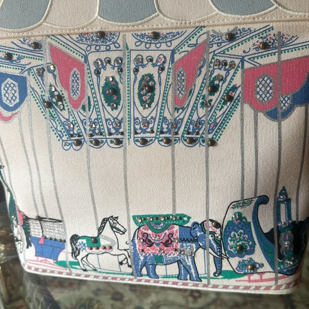 Lulu Guinness bag  circus carousel  design bag with stones